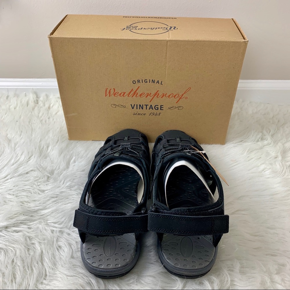 🔥WEATHERPROOF VINTAGE🔥MEN’S FOREST BLACK SANDALS SIZE 13M NEW IN BOX - Picture 4 of 7